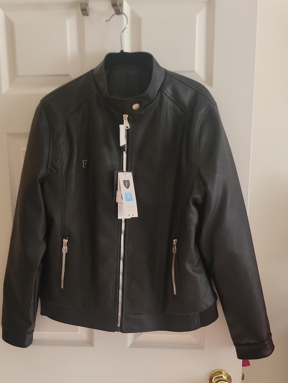 F Collections Inspired Women's Faux Leather Moto Jacket